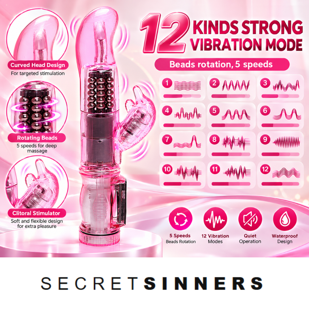 Sinners Spin Rabbit Vibrator – 12 Modes & Rotating Beads - Image 4