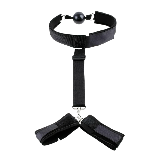 Sinners Gag Academy ball gag training set with wrist restraints